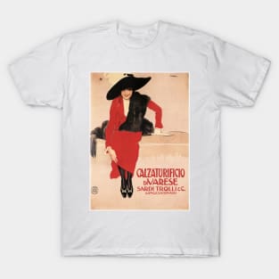 Italian Woman Fashion Shoes Ad Calzaturificio Di Varese by Leopoldo Metlicovitz Vintage T-Shirt